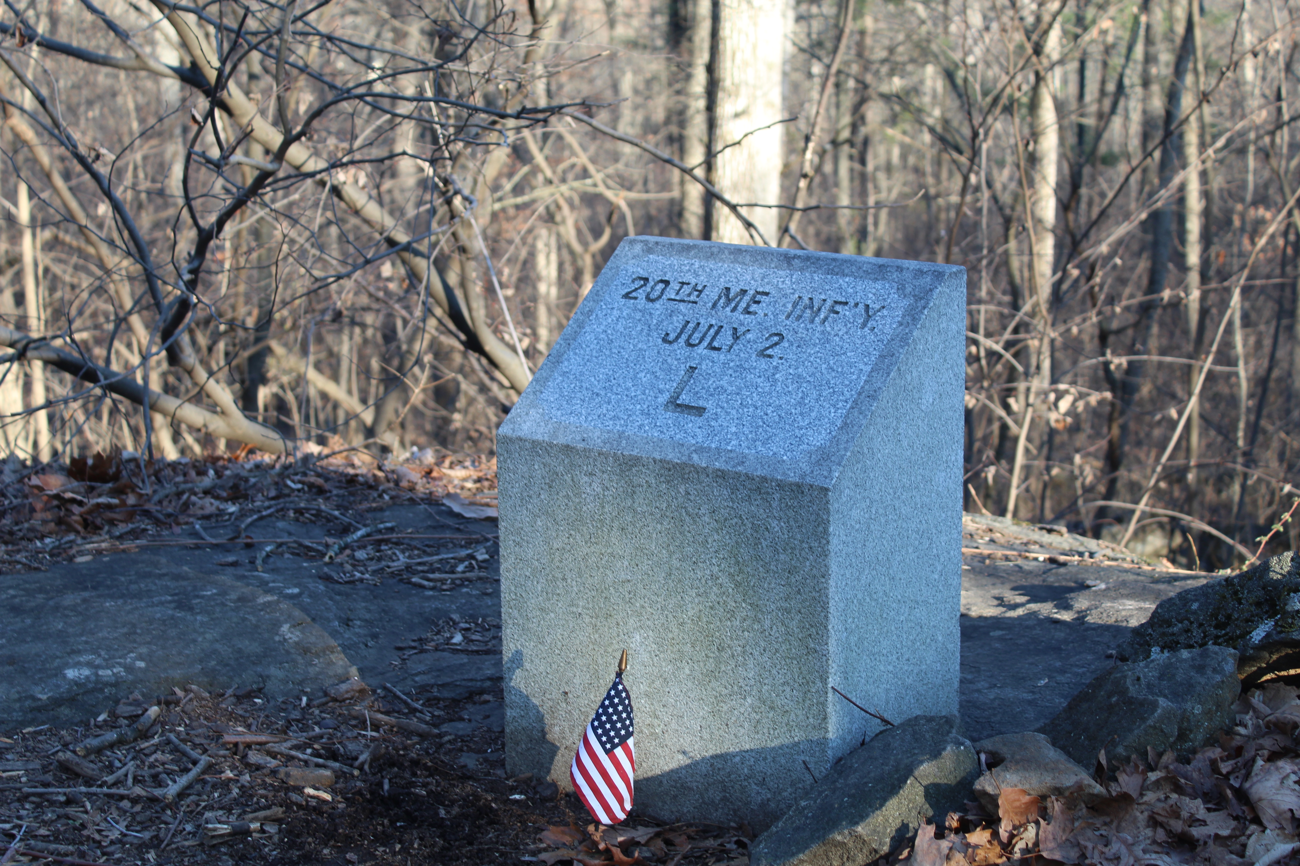 20th Maine Infantry position marker on Little Round Top